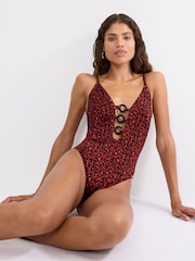 Triumph Brown Midnight Swim - One-piece Swimsuit With V-neckline - Image 3 of 5