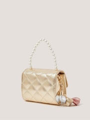 Monsoon Gold Mini Pearl Quilted Charm Bag - Image 2 of 4