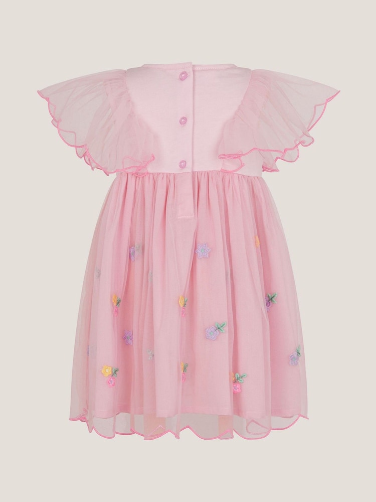 Monsoon Pink Baby Butterfly Tulle Jersey Dress - Image 2 of 3