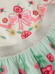 Monsoon Blue Sequin Bow Top & Floral Skirt Set - Image 4 of 4