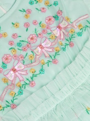 Monsoon Geblümtes Mesh-Kleid mit Puffärmeln - Bild 5 von 5