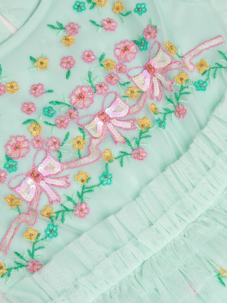 Monsoon Geblümtes Mesh-Kleid mit Puffärmeln - Bild 5 von 5 Monsoon Geblümtes Mesh-Kleid mit Puffärmeln - Bild 5 von 5