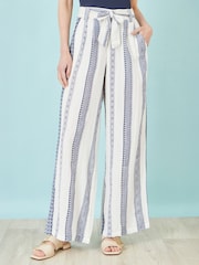 Yumi White Linen Mix Cropped Trousers With Tie Belt - Image 4 of 4