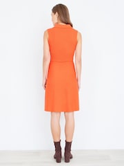 Yumi Orange Rib Knitted Skater Dress With Buckle Detail - Image 4 of 4