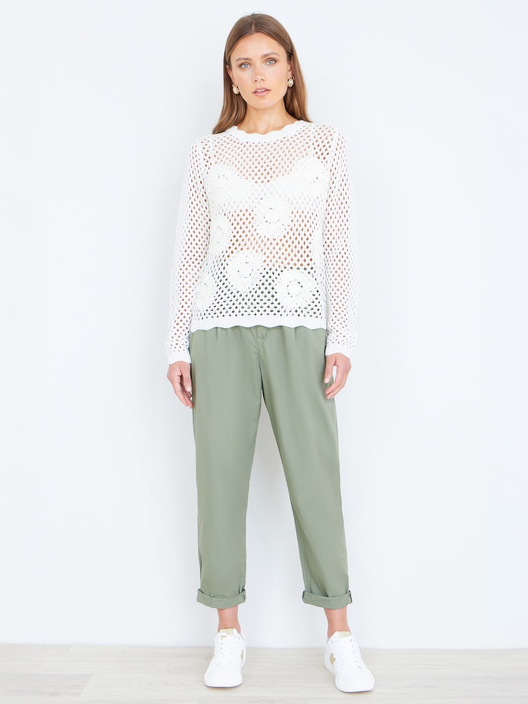 Yumi White Flower Crochet Jumper - Image 2 of 4 Yumi White Flower Crochet Jumper - Image 2 of 4
