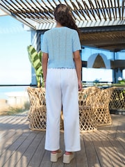 Yumi Blue Crochet Short Sleeve Cardigan - Image 4 of 5