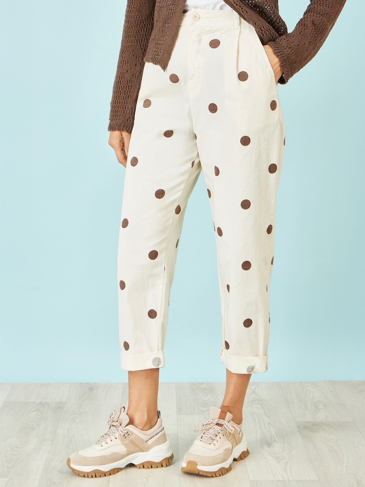Yumi 水玉プリント コットンキャンバス チノパンツ - 画像 2 / 3