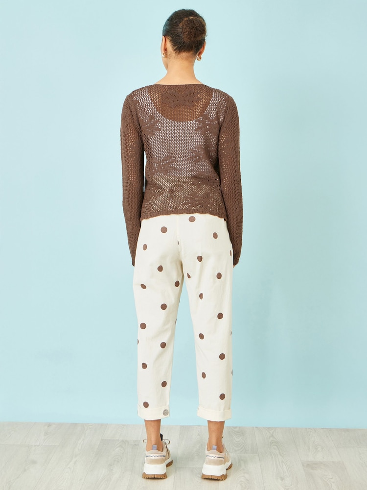 Yumi 水玉プリント コットンキャンバス チノパンツ - 画像 3 / 3