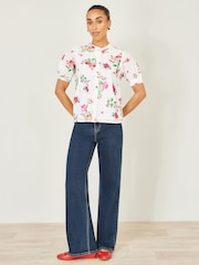 Yumi White Cotton Broderie Anglaise Floral Shirt - Image 2 of 5