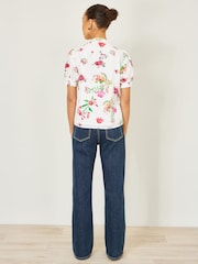 Yumi White Cotton Broderie Anglaise Floral Shirt - Image 4 of 5