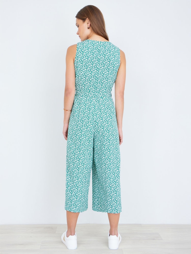 Yumi Green Ditsy Culotte Jumpsuit - Image 4 of 4
