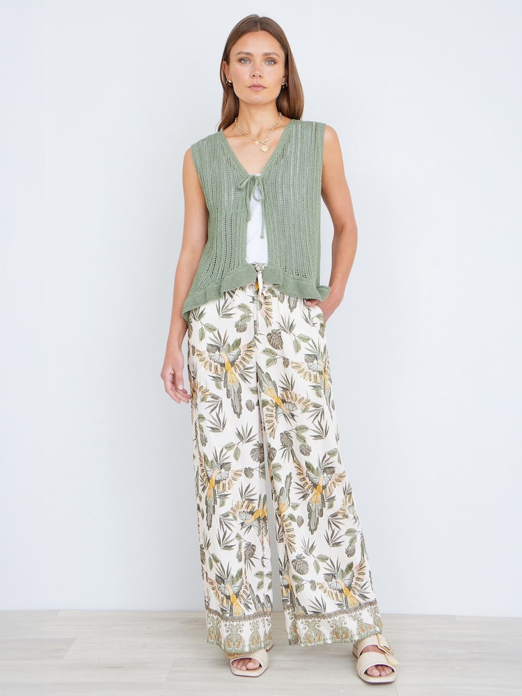 Yumi Knitted Cotton Tie Waistcoat Top - 画像 2 / 5