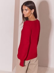 Rot - Lipsy Lace Insert Knitted Jumper - Bild 4 von 4