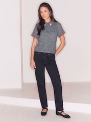Lipsy Grey Check Collar Embellished Detail Knitted Jumper - Image 4 of 5