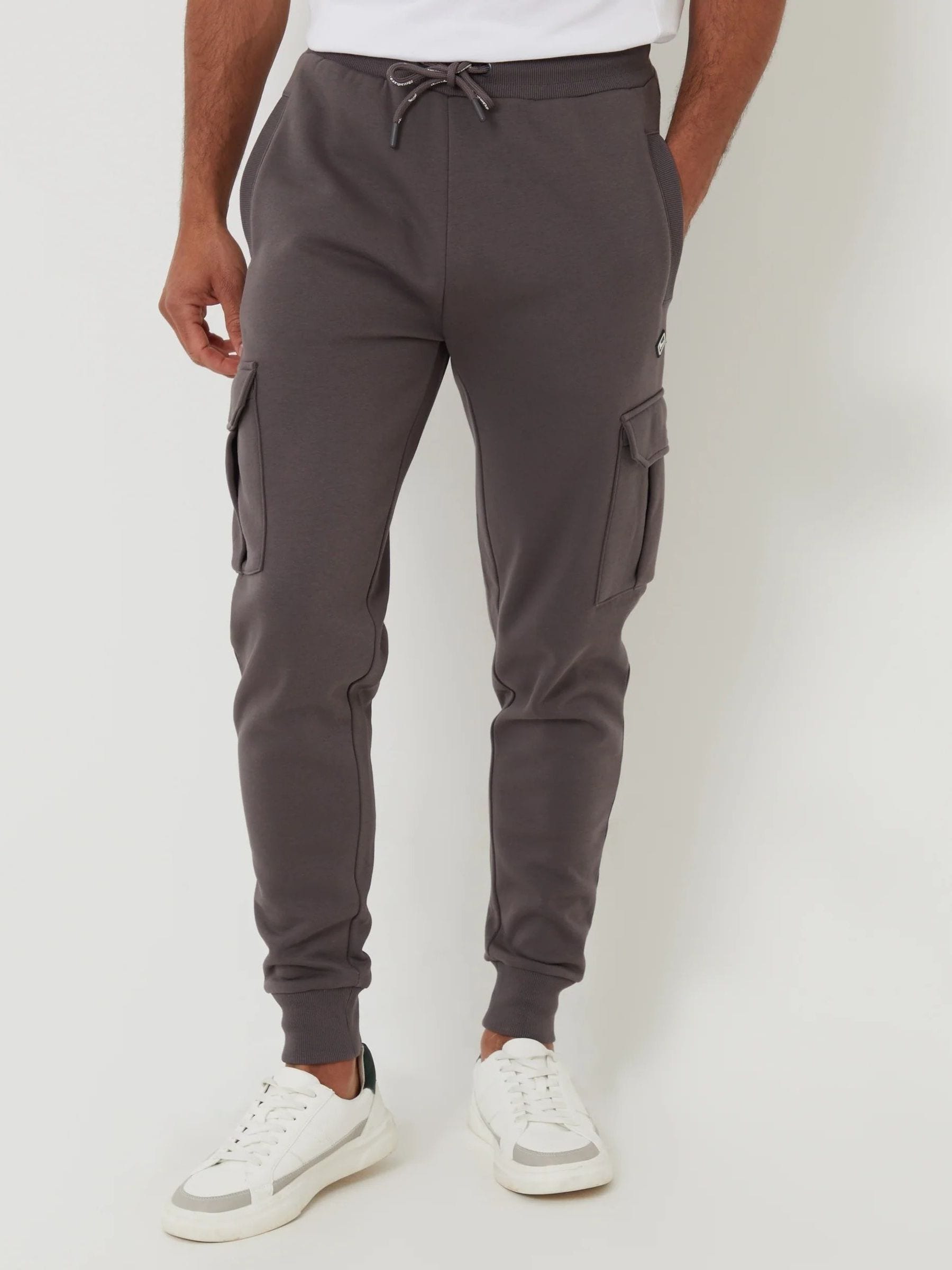 Threadbare Men's Grey Cotton Blend Cuffed Cargo Joggers - Image 1
