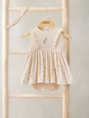 Mamas & Papas Pink Daisy Print Mock Skirt Romper With Headband Set - Image 1 of 3