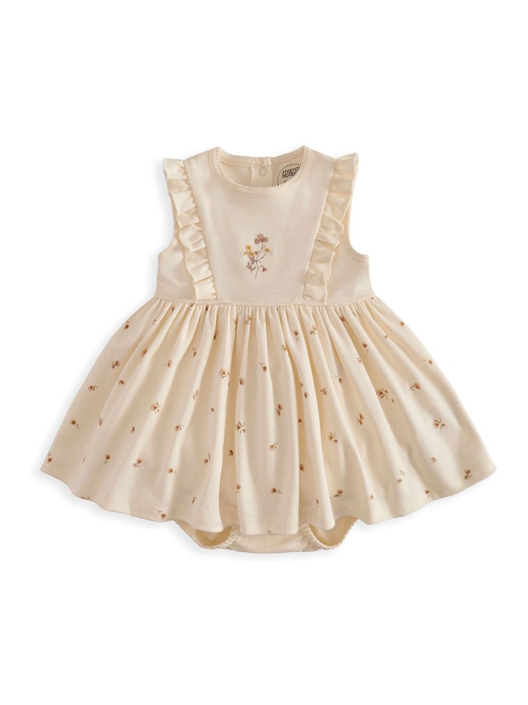 Mamas & Papas Pink Daisy Print Mock Skirt Romper With Headband Set - Image 2 of 3