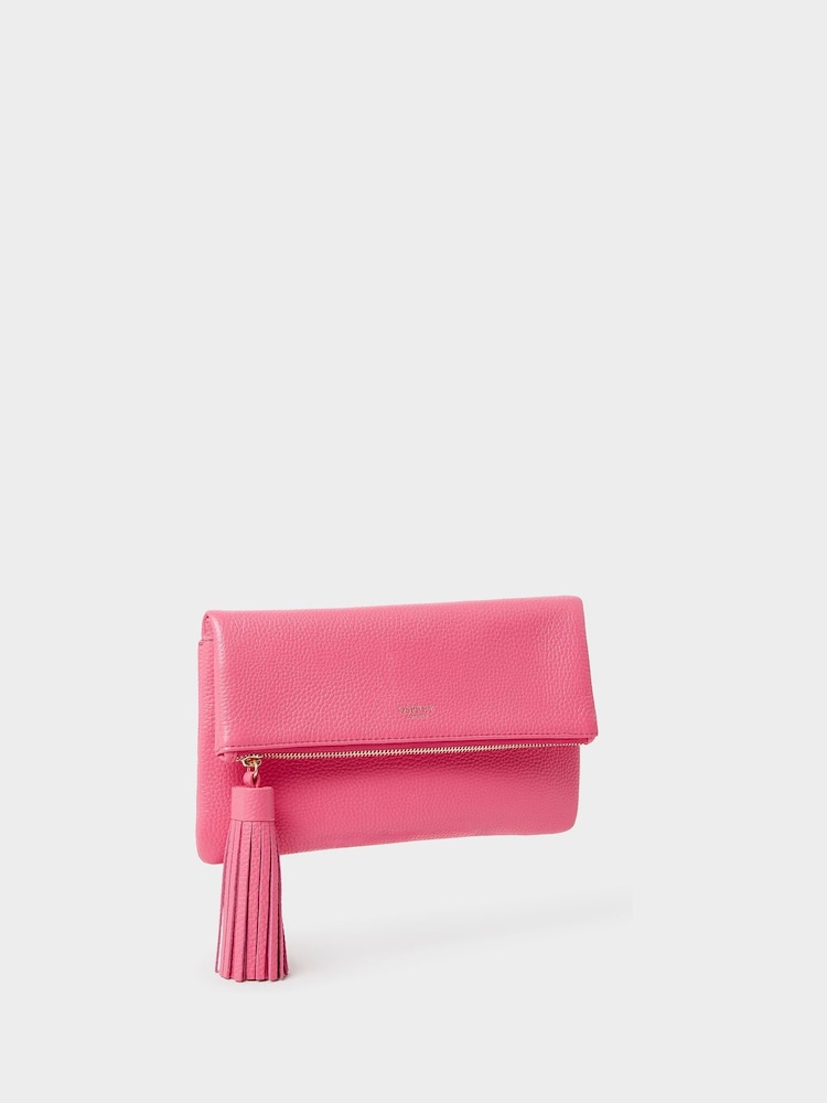Osprey London Pink Bexley Grainy Hide Leather Clutch Bag - Image 2 of 6