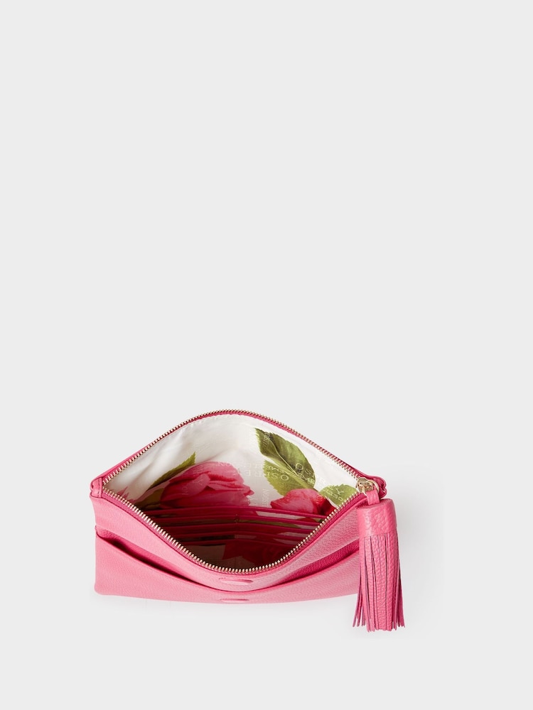 Osprey London Pink Bexley Grainy Hide Leather Clutch Bag - Image 6 of 6