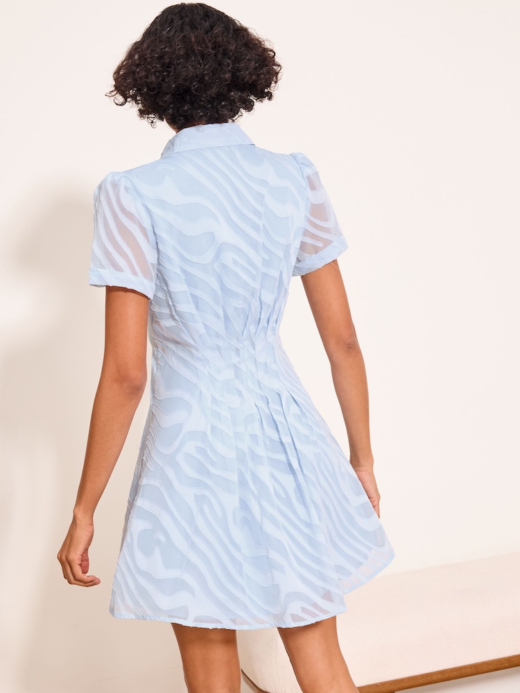 Lipsy Blue Burnout Button Through Mini Short Sleeve Shirt Dress - Image 5 of 5 Lipsy Blue Burnout Button Through Mini Short Sleeve Shirt Dress - Image 5 of 5