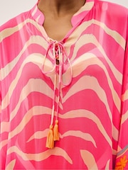 Monsoon Pink Paloma Palm Print Midi Kaftan - Image 2 of 3