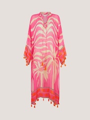 Monsoon Pink Paloma Palm Print Midi Kaftan - Image 3 of 3