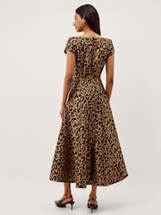 Monsoon Brown Anna Leopard Print Midi Dress - Image 2 of 5