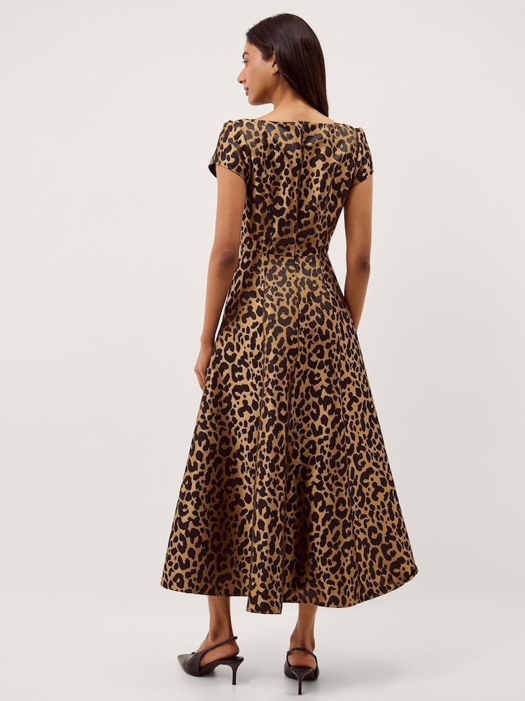 Monsoon Brown Anna Leopard Print Midi Dress - Image 2 of 5