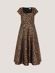 Monsoon Brown Anna Leopard Print Midi Dress - Image 5 of 5