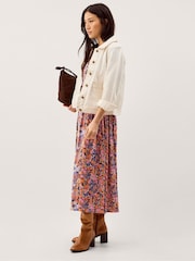 Monsoon Orange Ceri Floral Print Jersey Midi Dress - Image 5 of 6