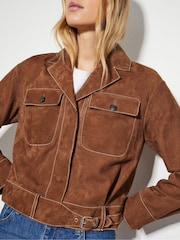 Monsoon Brown Iris Crop Suede Jacket - Image 3 of 5
