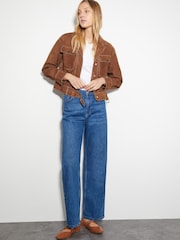 Monsoon Brown Iris Crop Suede Jacket - Image 4 of 5