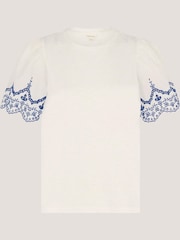 Monsoon White Bree Broderie Sleeve Jersey T-Shirt - Image 5 of 5