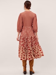 Monsoon Red Palmer Floral Jersey Midi Dress - Image 3 of 6
