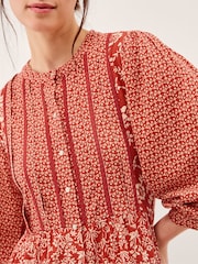 Monsoon Red Palmer Floral Jersey Midi Dress - Image 4 of 6