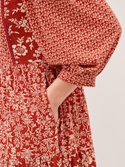 Monsoon Red Palmer Floral Jersey Midi Dress - Image 5 of 6