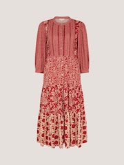Monsoon Red Palmer Floral Jersey Midi Dress - Image 6 of 6