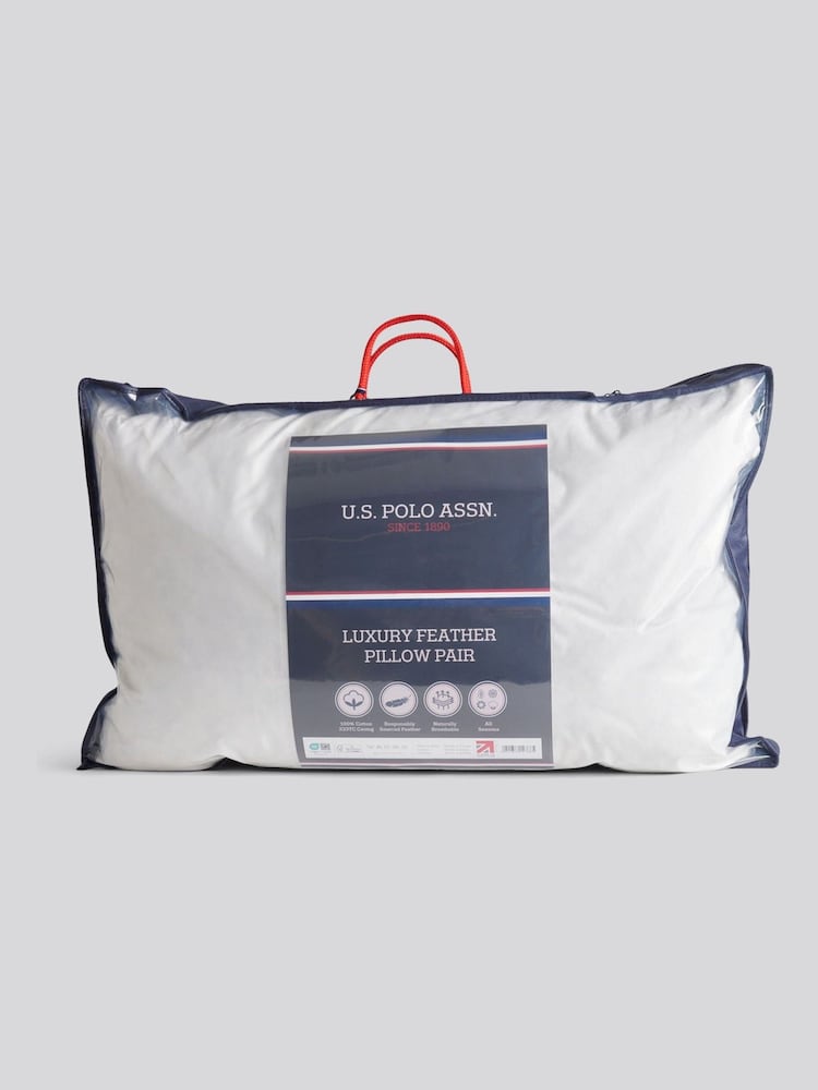 Us Polo Assn Luxury Duck Feather Pillow Pair - Image 1 of 4