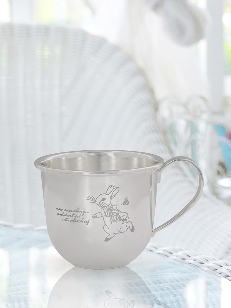 Peter Rabbit Silver Christening Baby Mug - Image 1 of 6 Peter Rabbit Silver Christening Baby Mug - Image 1 of 6