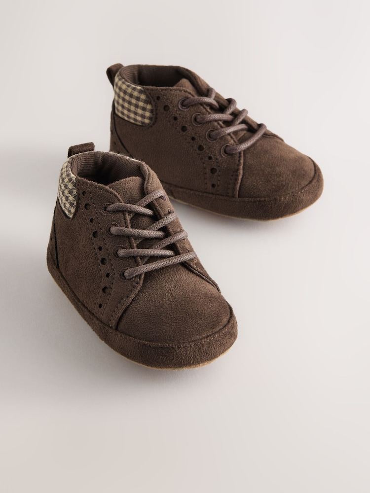 Chocolate Brown Lace Up Baby Boots (0-2mths) - Image 1 of 5 Chocolate Brown Lace Up Baby Boots (0-2mths) - Image 1 of 5