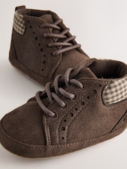 Chocolate Brown Lace Up Baby Boots (0-2mths) - Image 3 of 5