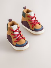 Tan Brown Lace Up Baby Hiker Boots (0-2mths) - Image 1 of 5