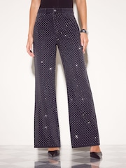 Friends Like These Black Premium Embellished Everyday Wide Leg Denim Jeans - Image 2 of 6
