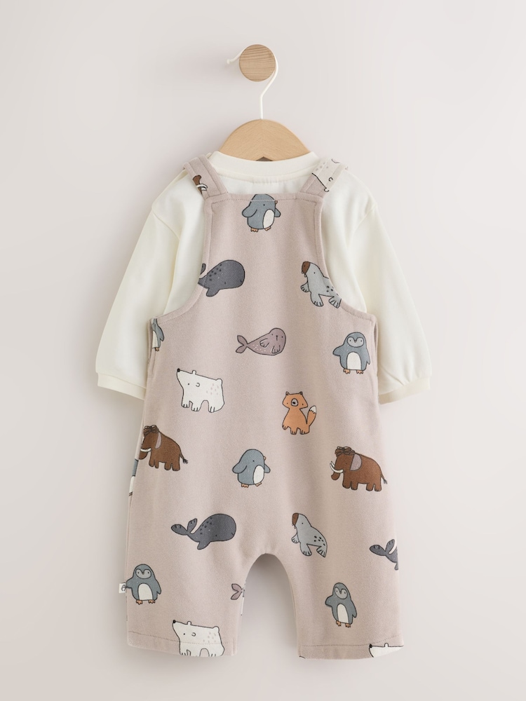 Grey Winter Character Jersey Dungaree and Bodysuit Baby Set (0mths-2yrs) - Image 2 of 6 Grey Winter Character Jersey Dungaree and Bodysuit Baby Set (0mths-2yrs) - Image 2 of 6
