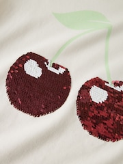 Name It White Kids Sequin Cherry Boxy Short Sleeves T-Shirt - Image 3 of 3