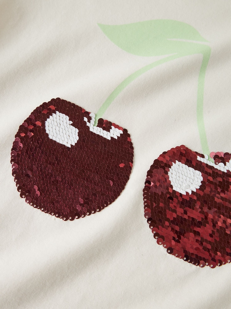 Name It White Kids Sequin Cherry Boxy Short Sleeves T-Shirt - Image 3 of 3