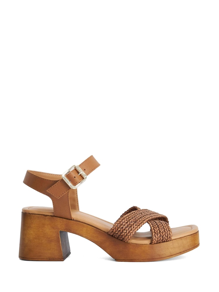 Dune London Brown Janko Block Heeled Sandals - Image 1 of 6