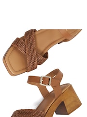 Dune London Brown Janko Block Heeled Sandals - Image 5 of 6