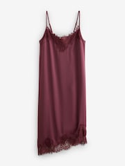 Laura Ashley Burgundy Red Satin Lace Slip Nightie - Image 1 of 9