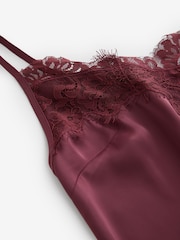 Laura Ashley Burgundy Red Satin Lace Slip Nightie - Image 3 of 9